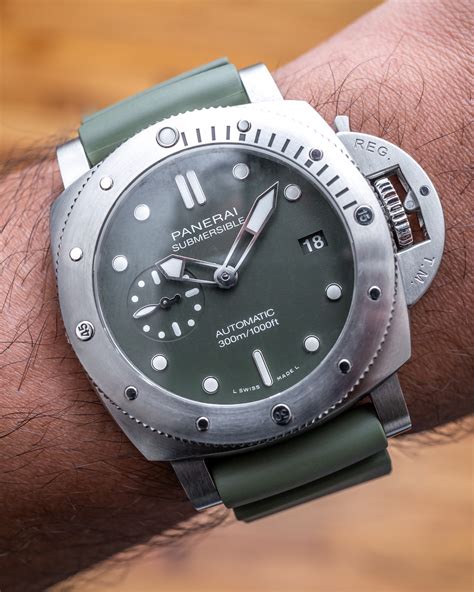 green dial watch panerai|panerai submersible 42mm.